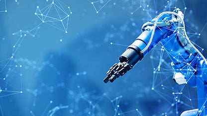 Concetto di braccio robotico e di rete di comunicazione