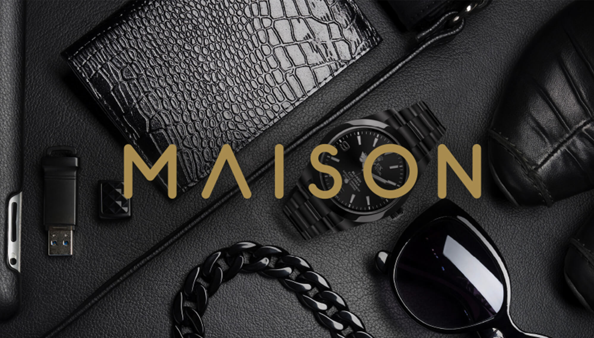 Luxury fashion items in black materials